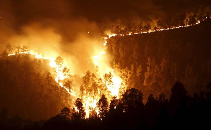 El incendio cerca del municipio de Vilaflor (Santa Cruz de Tenerife)