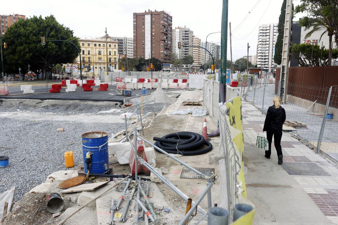 Las obras en Málaga paralizadas tras la aprobación de las nuevas medidas del Consejo de Ministros a causa de la pandemia del COVID-19, en las imágenes las obras del Metro de la capital. Málaga a 30 de marzo del 2020