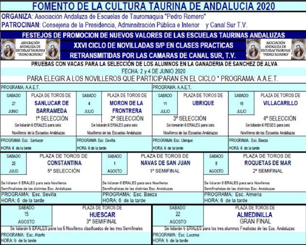 Nuevo calendario del ciclo de festejos de promoción 2021 de las Escuelas Taurinas de Andalucía