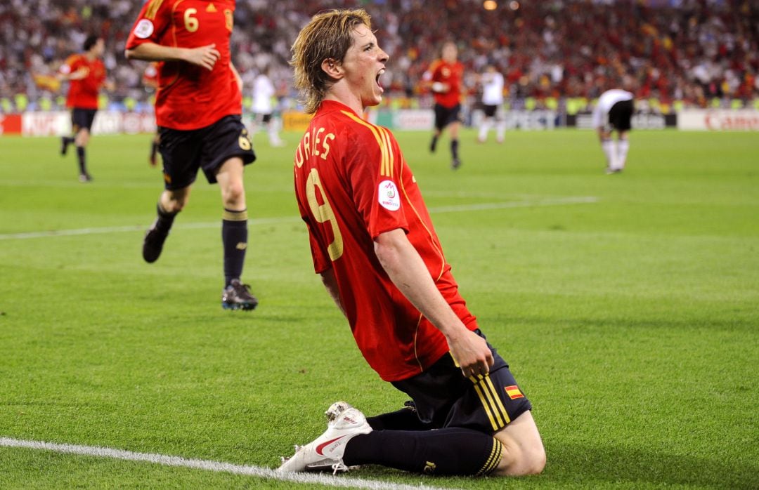 Fernando Torres tras marcar en la Eurocopa 2008.