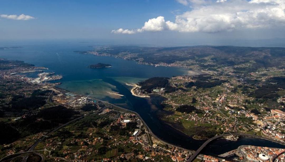 Vista aérea de la ría de Pontevedra