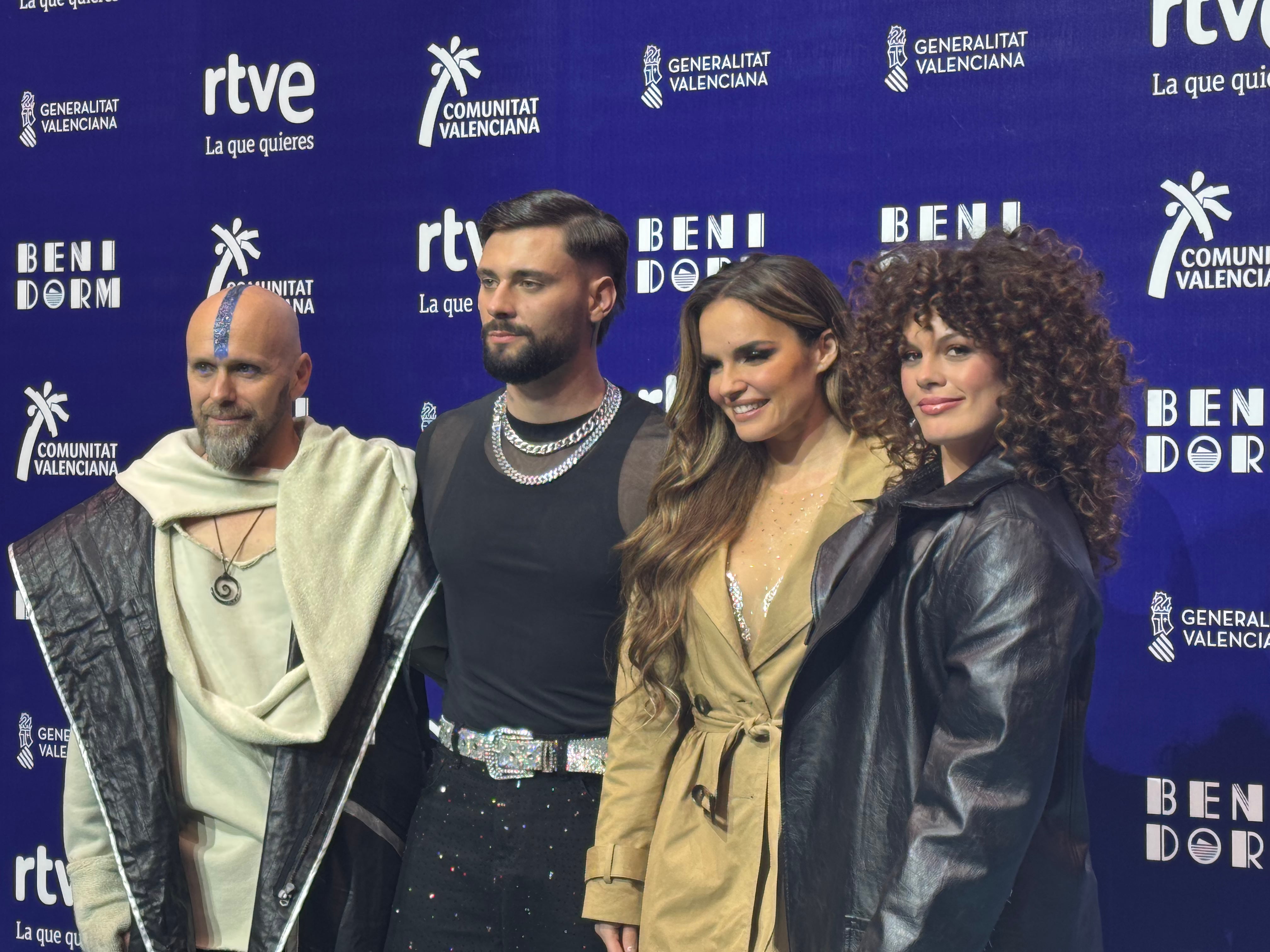 Mawot, J Kbello, Melody y Mel Ömana en la rueda de prensa posterior al Benidorm Fest 2025