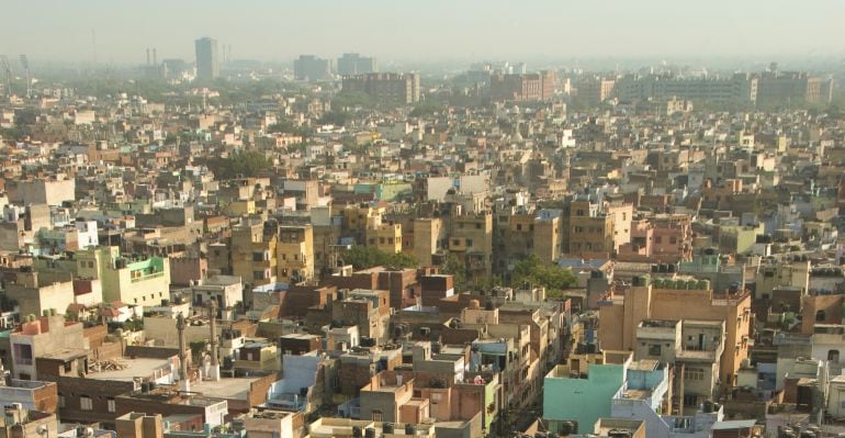 Vista aérea de un barrio de Delhi, una de las zonas con más contaminación en el aire.