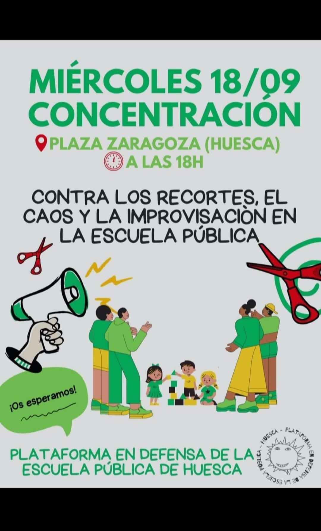 Convocatoria de concentración contra los recortes el próximo miércoles en Huesca