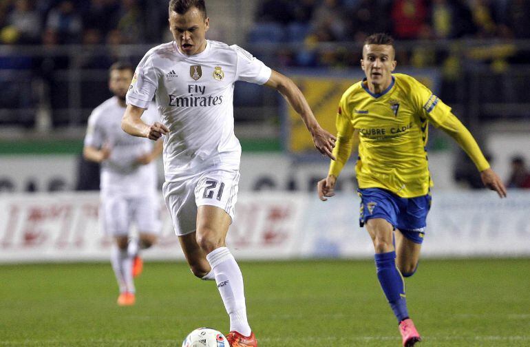 El delantero ruso del Real Madrid Denis Cheryshev, durante el partido frente al Cádiz de la Copa del Rey que se disputó el pasado 2 de diciembre 