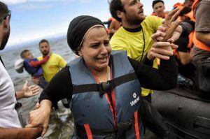 Momento de un rescate en la Isla de Lesbos