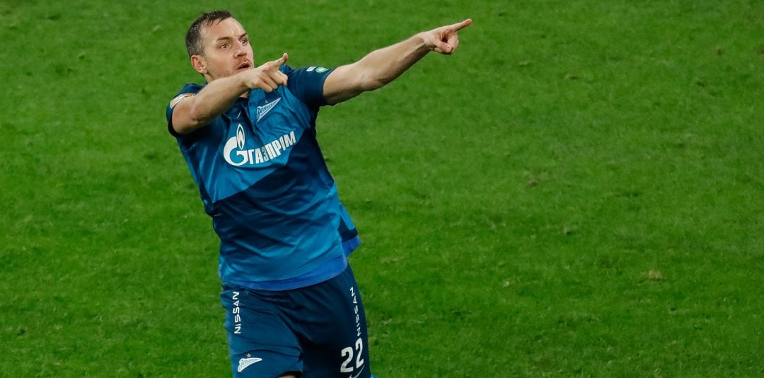Artem Dzyuba celebra un gol en la liga rusa en un partido ante el Krasnodar.