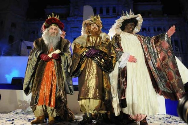 Los tres Reyes Magos en la Cabalgata de Madrid
