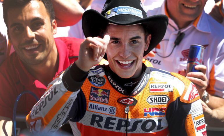 Marc Márquez celebra su victoria en el GP de Las Américas.