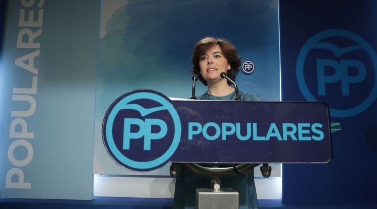 La exvicepresidenta del Gobierno Soraya Sáenz de Santamaría, que ha ganado la primera vuelta de las primarias del Partido Popular