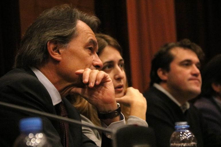 El presidente del PDeCAT, Artur Mas, la coordinadora general, Marta Pascal, y el coordinador d&#039;Organització, David Bonvehí