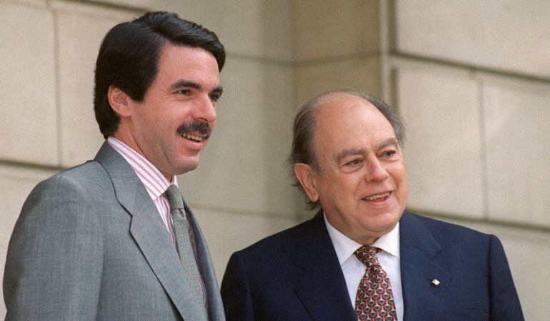 José María Aznar y Jordi Pujol se reunieron en el palacio de La Moncloa en 1996 para abordar el pacto de gobernabilidad suscrito entre el PP y CIU