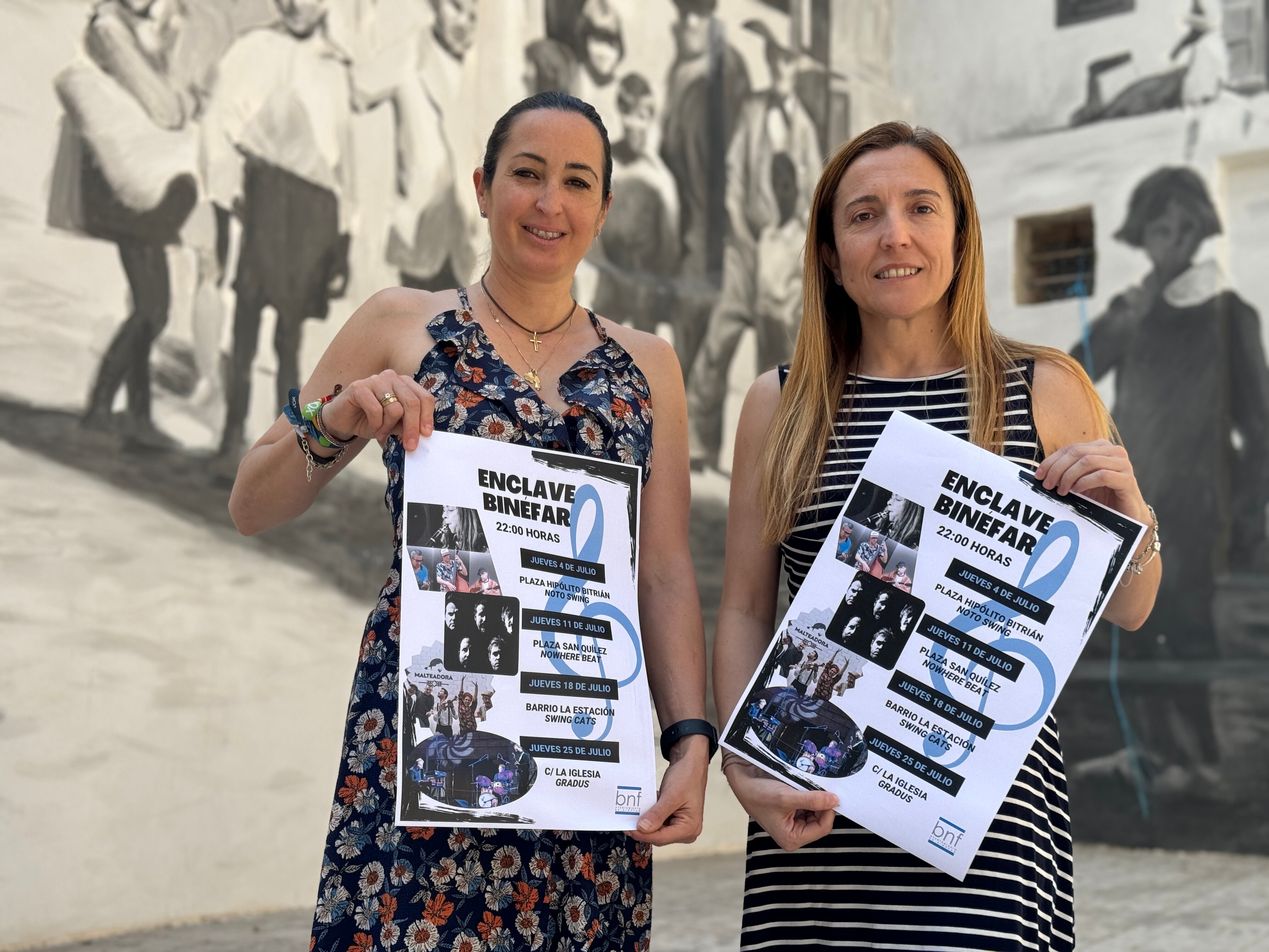 Beatriz Oliván y Laura Baquero en la presentación de Enclave Binéfar. Foto: Ayuntamiento de Binéfar