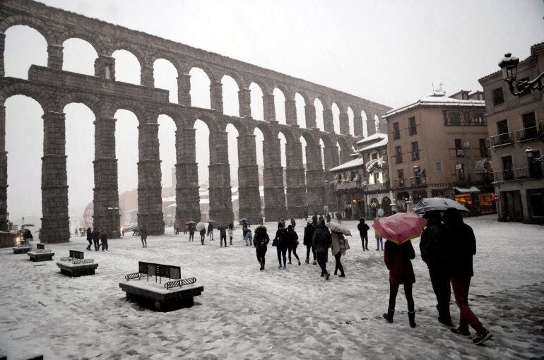 Intensa nevada en Segovia este sábado.