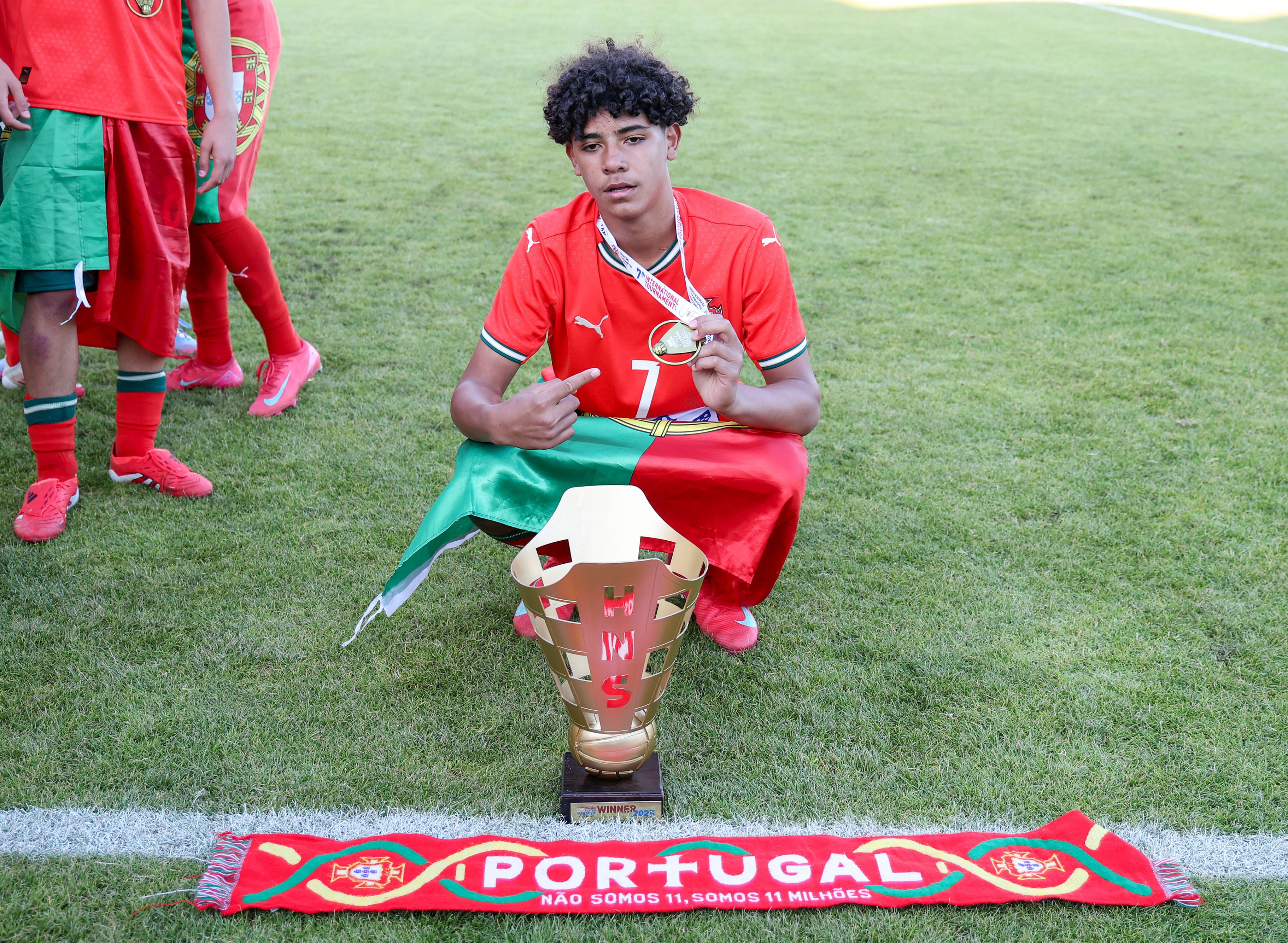 El hijo de Cristiano Ronaldo, durante un partido con las categorías inferiores de Portugal