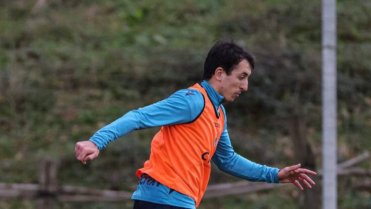 Mikel Oyarzabal durante la sesión con la que se unió al trabajo de grupo este lunes