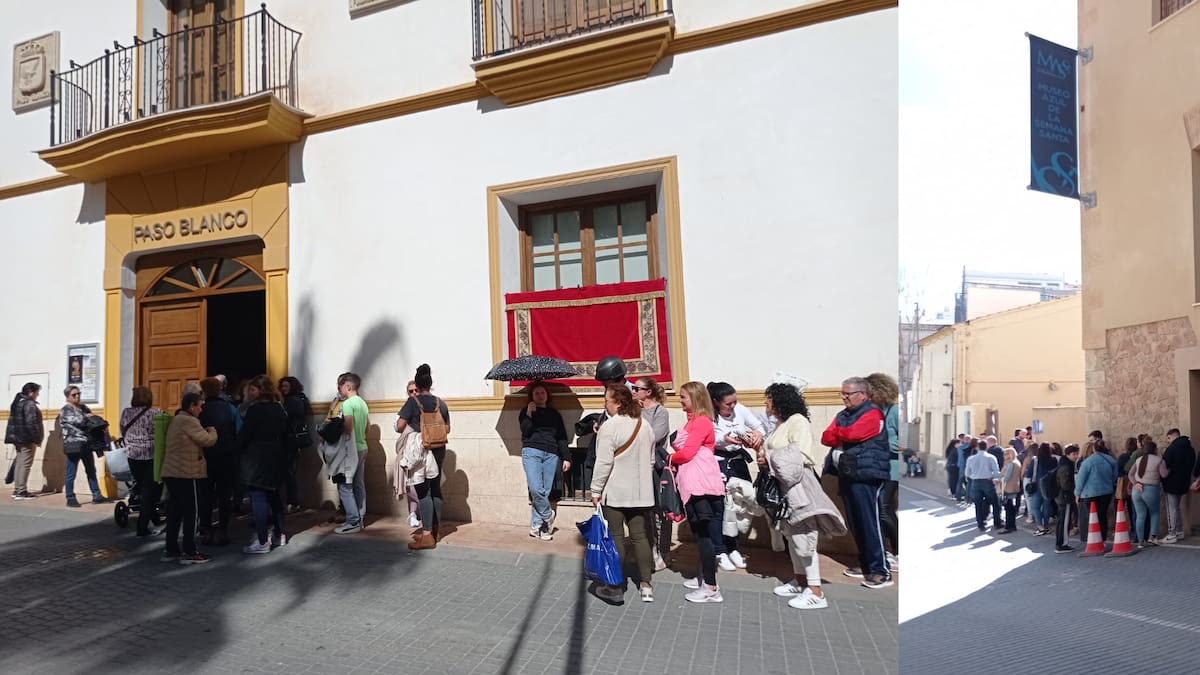 Largas colas para comprar las sillas de la Semana Santa de Lorca