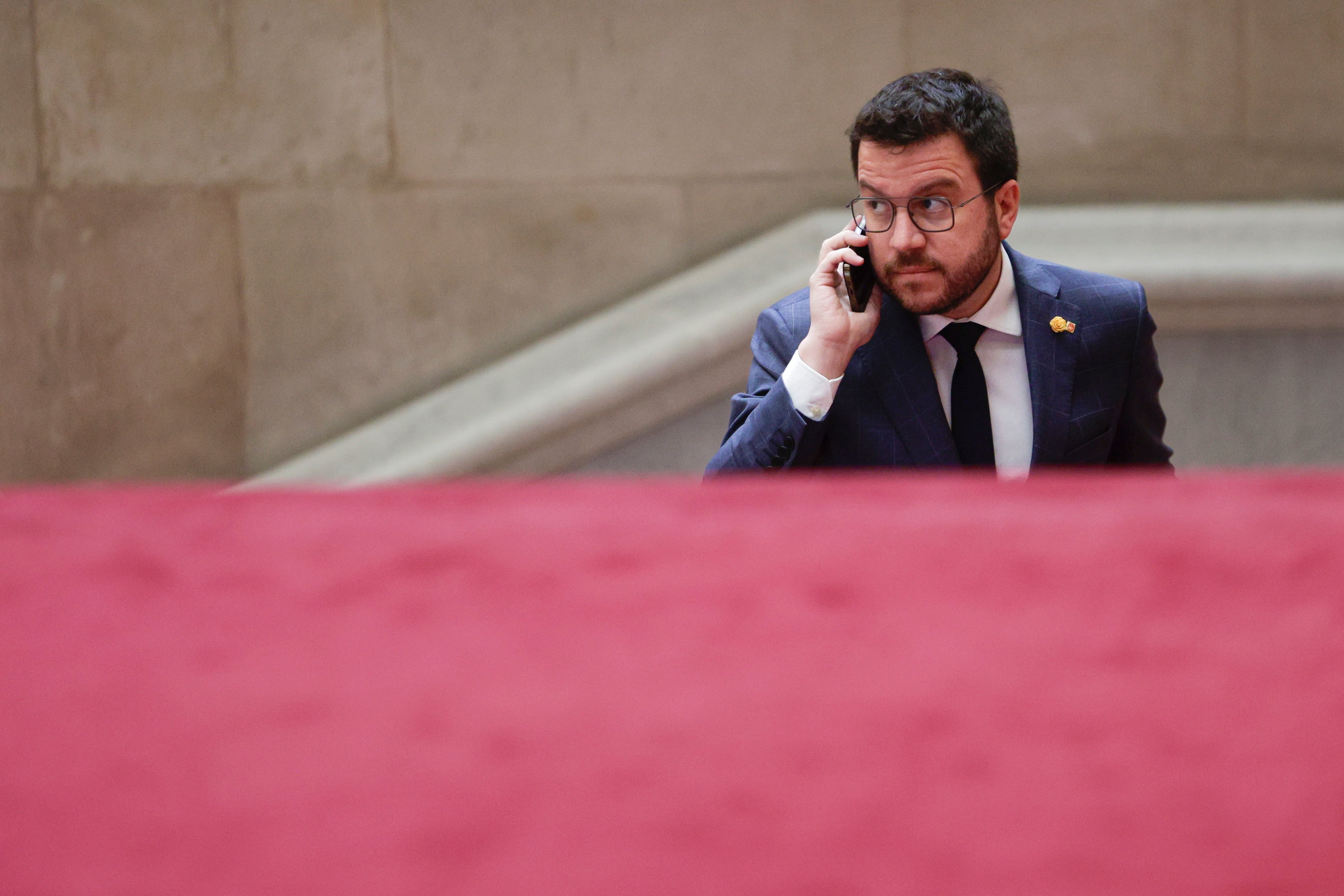 El presidente de la Generalitat, Pere Aragonés, en el Parlament de Catalunya.