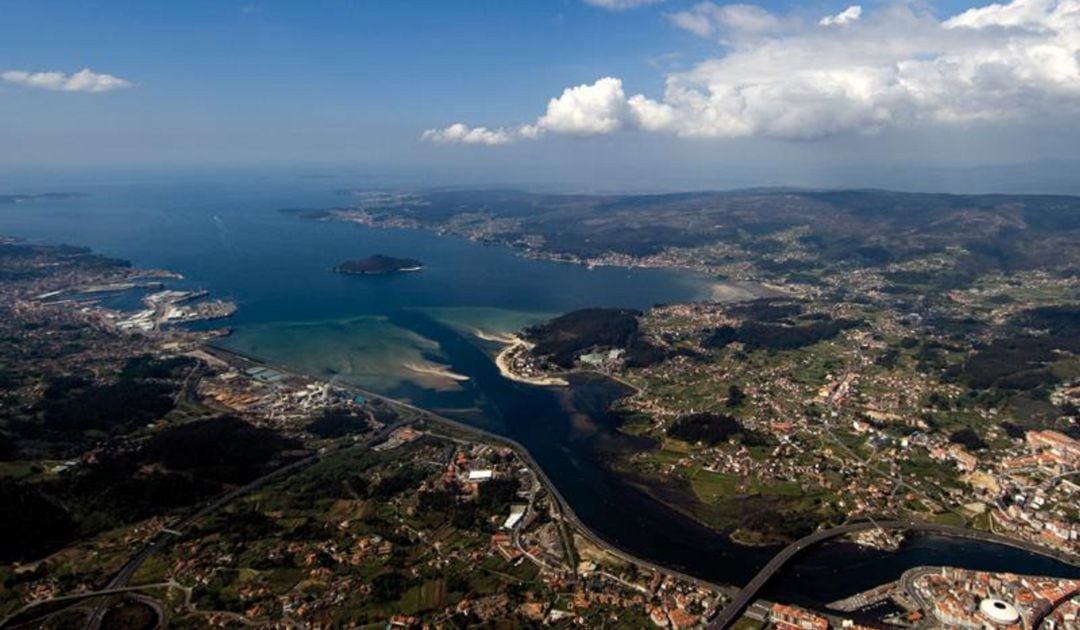 Vista aérea de la ría de Pontevedra