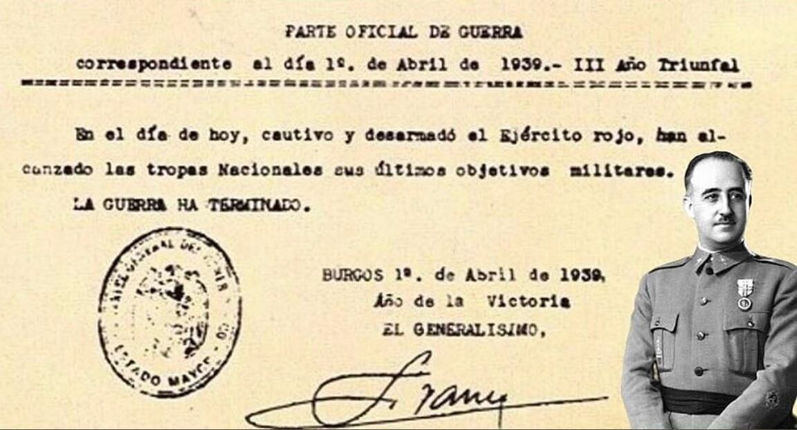 Último parte de la Guerra Civil firmado por el dictador