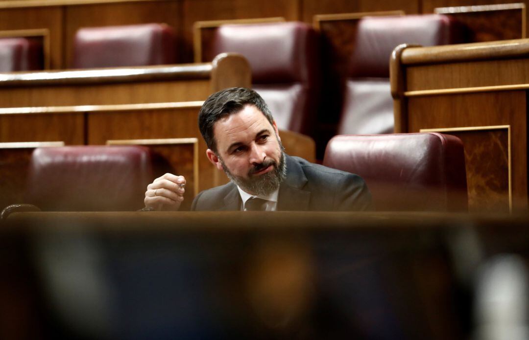 El líder de Vox, Santiago Abascal, durante un pleno en el Congreso de los Diputados en Madrid. 