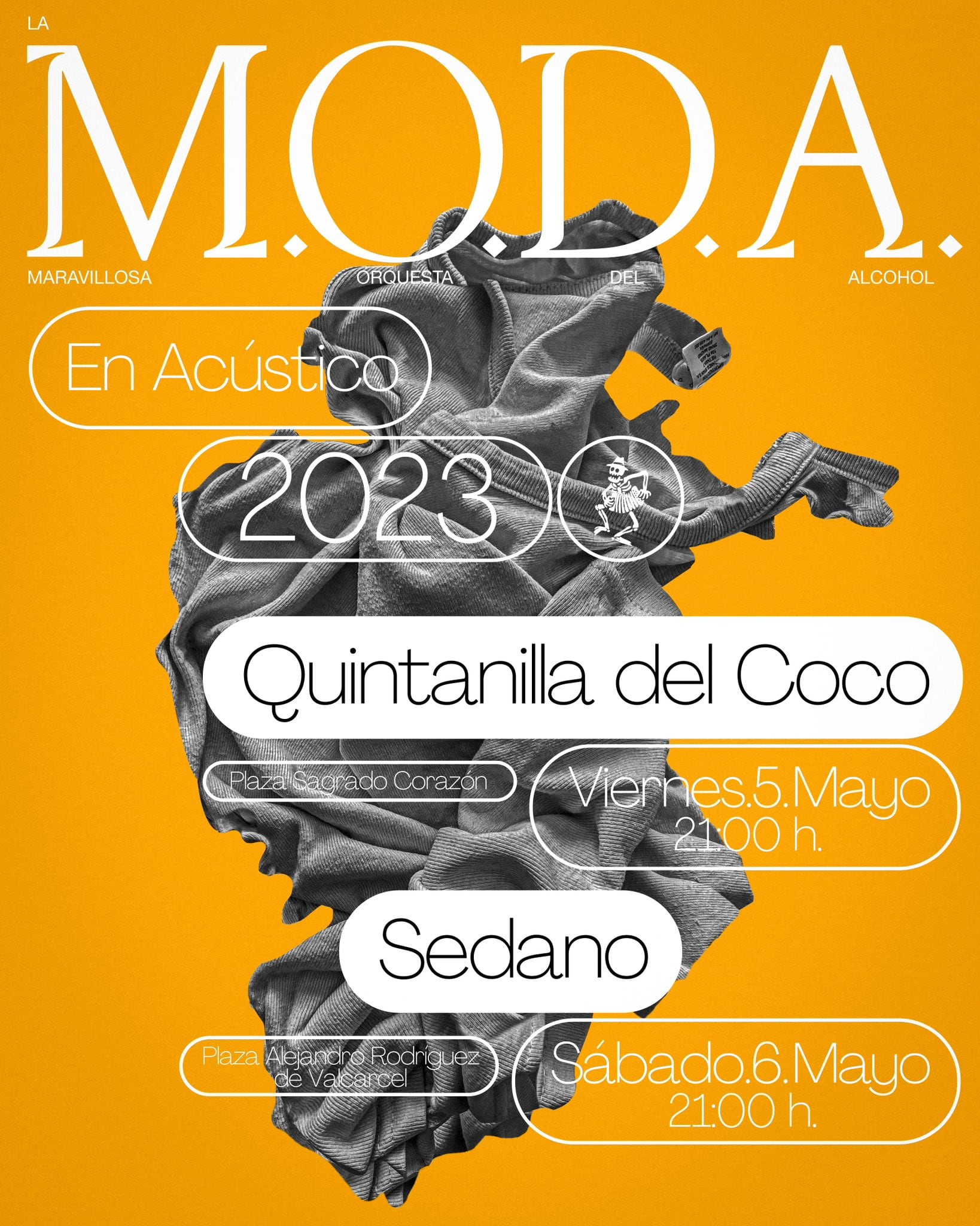 Cartel diseñado por Quim Marin para los conciertos rurales de La M.O.D.A. en 2023