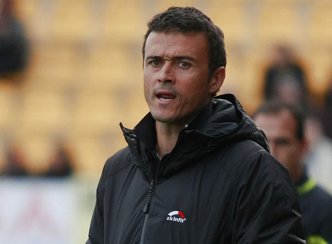 Luis Enrique, durante un partido del Barcelona B