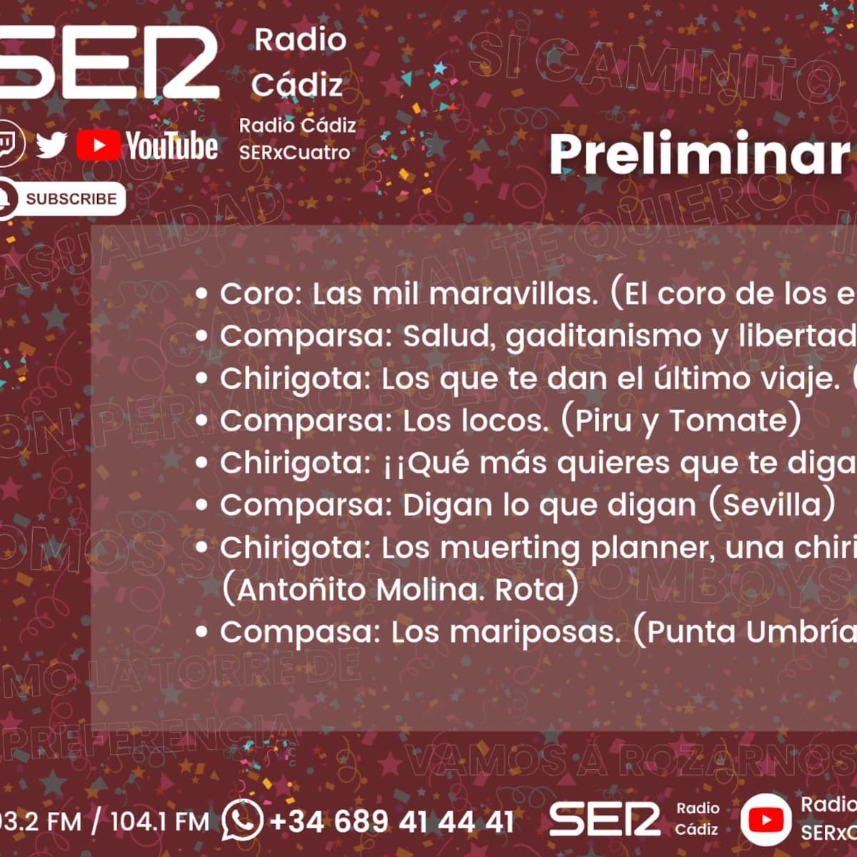 Así ha sido la undécima sesión de Preliminares del COAC 2026: revive el undécimo día del Carnaval de Cádiz en Radio Cádiz