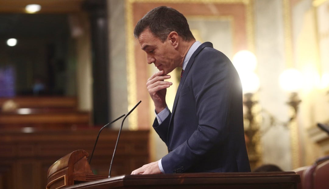 El presidente del Gobierno, Pedro Sánchez interviene durante una sesión de control al Gobierno, en Madrid (España), a 16 de diciembre de 2020