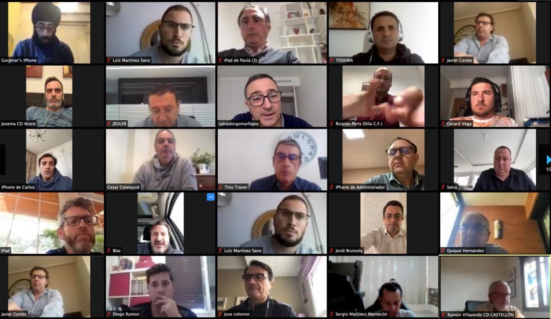 videoconferencia de la FFCV con los clubes valencianos