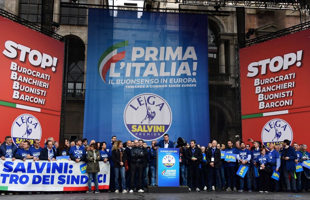 Salvini, durante el acto de ultraderecha celebrado en Milán