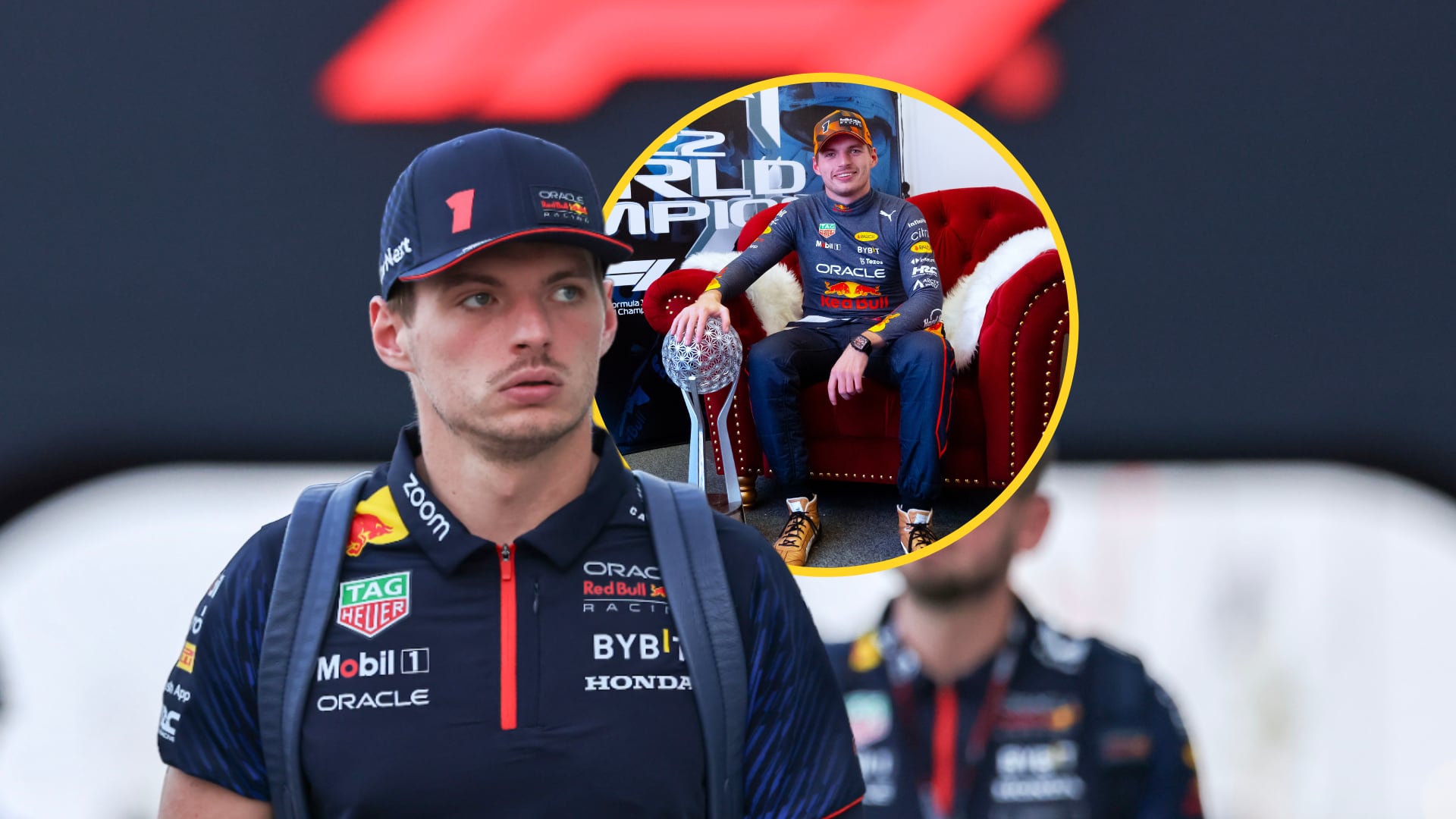 Max Verstappen llegando al GP de Qatar 2023, en un montaje