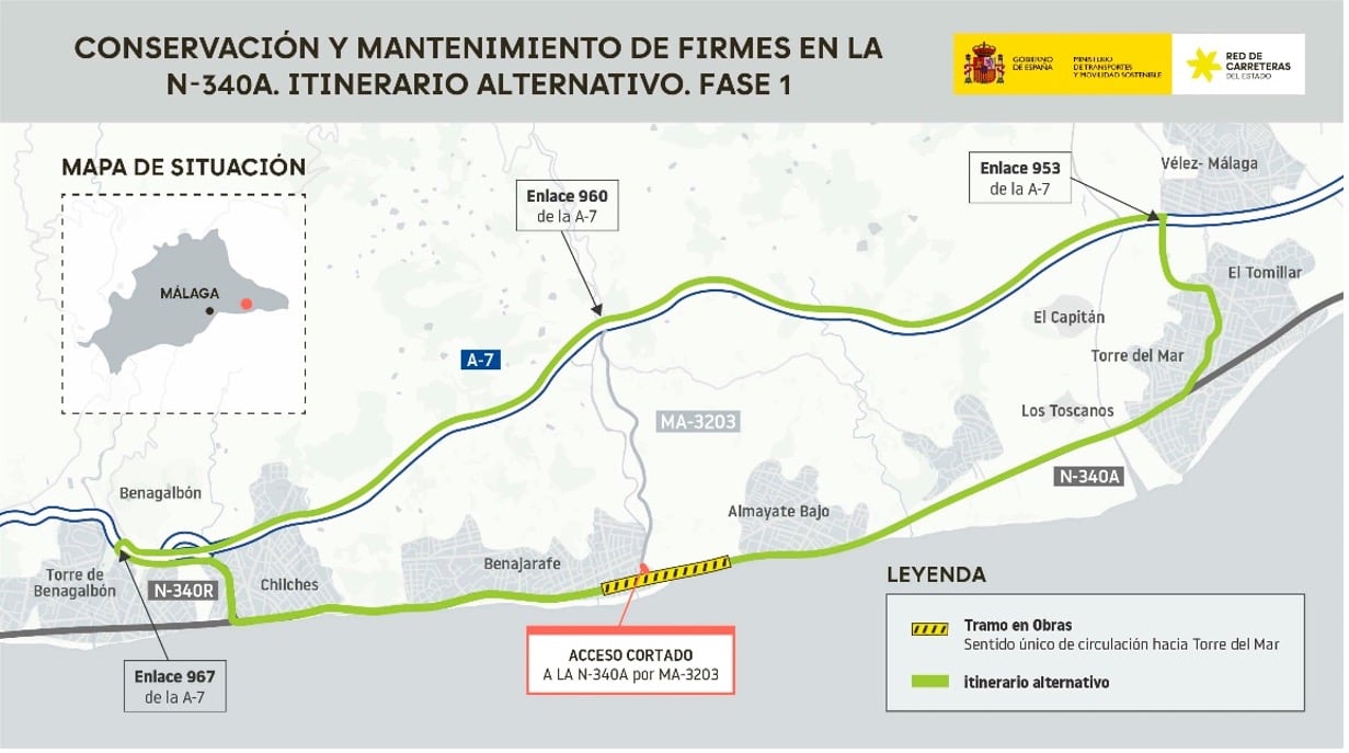 Tramo de carretera donde se acometerán las obras de mejora por parte del Ministerio de Transportes