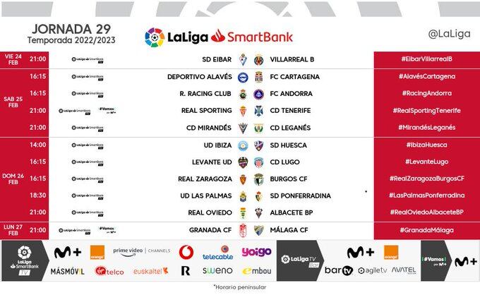 Horarios de la jornada 29 de la Liga Smartbank