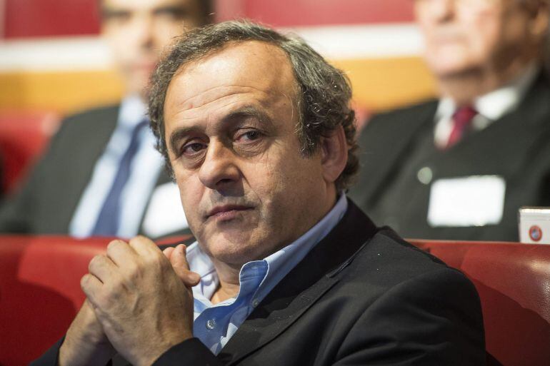 Platini, durante un sorteo de la Liga de Campeones