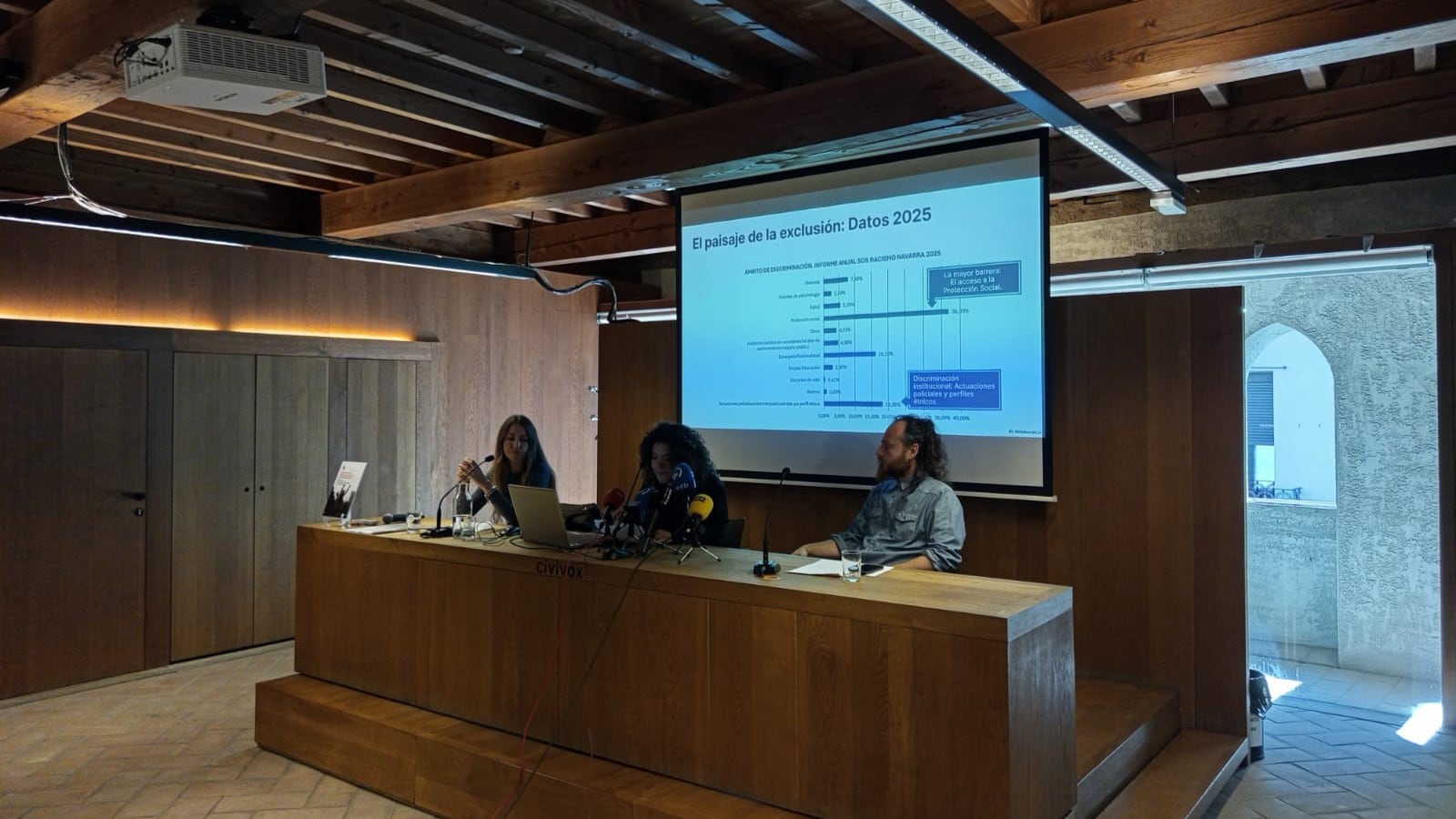 Rueda de prensa de SOS Racismo en Pamplona para anunciar los resultados del informe de 2025