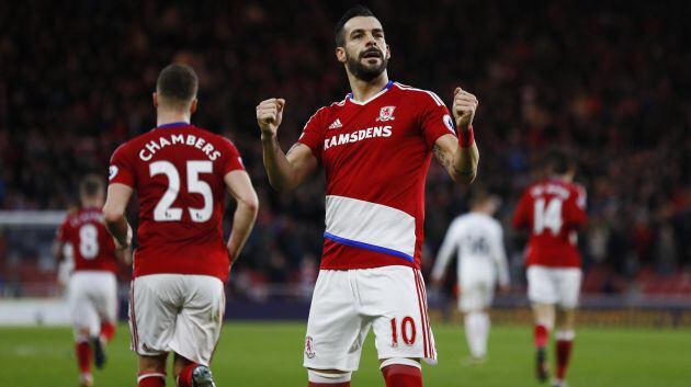 El delantero español del Middlesbrough Álvaro Negredo.