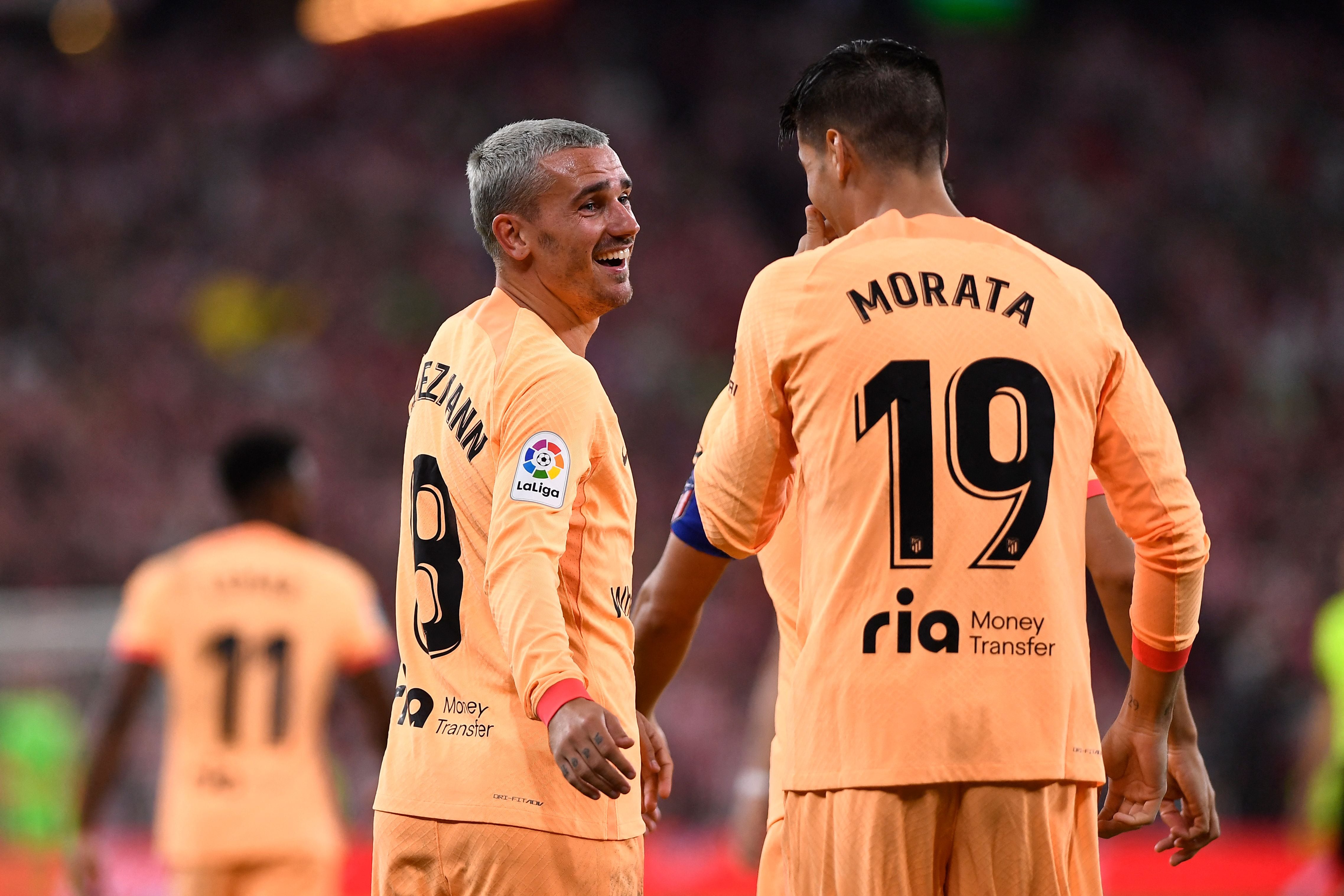 Griezmann y Morata celebran el 0-1