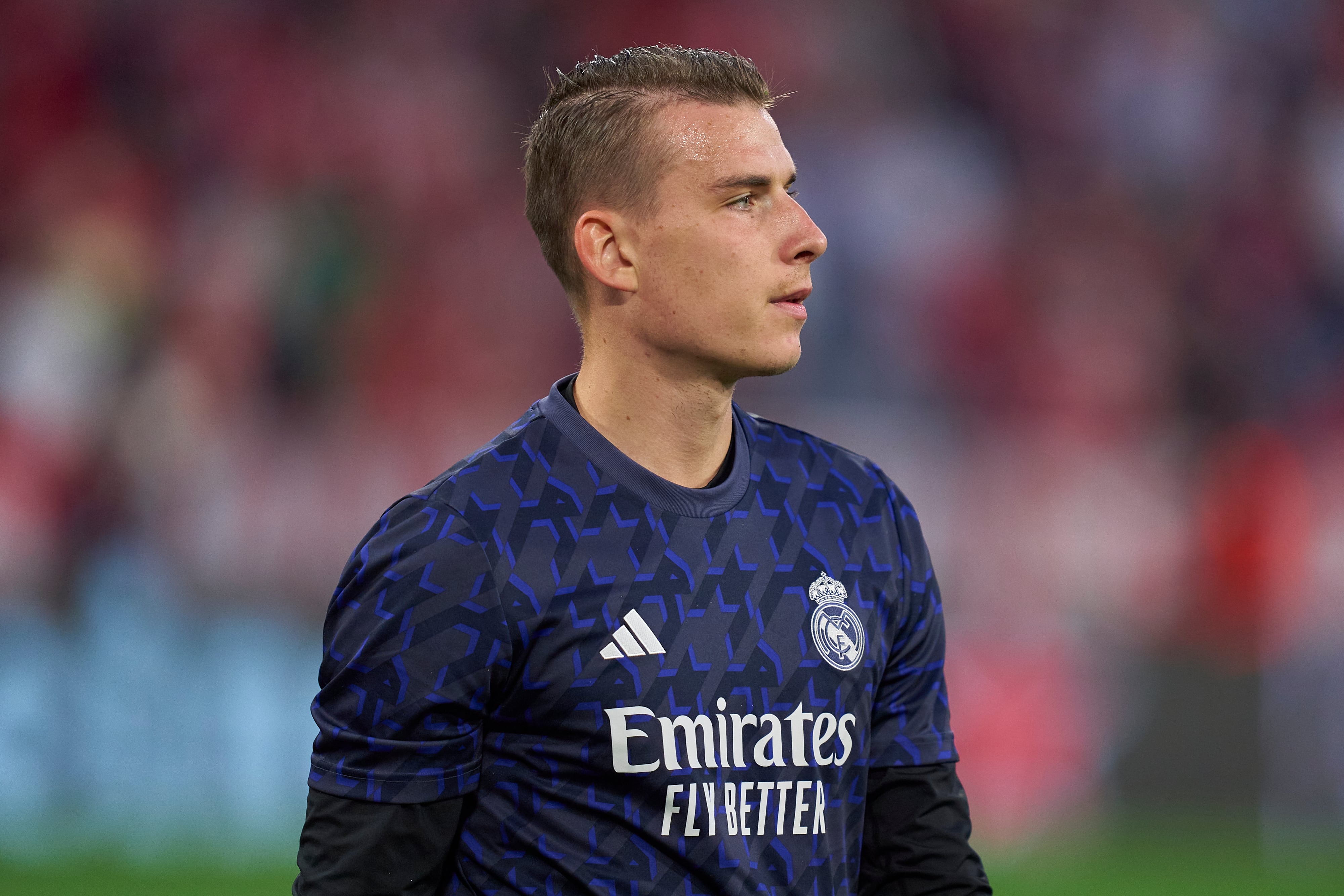 Lunin, en la previa del Bayern de Múnich - Real Madrid de semifinales de la Champions League