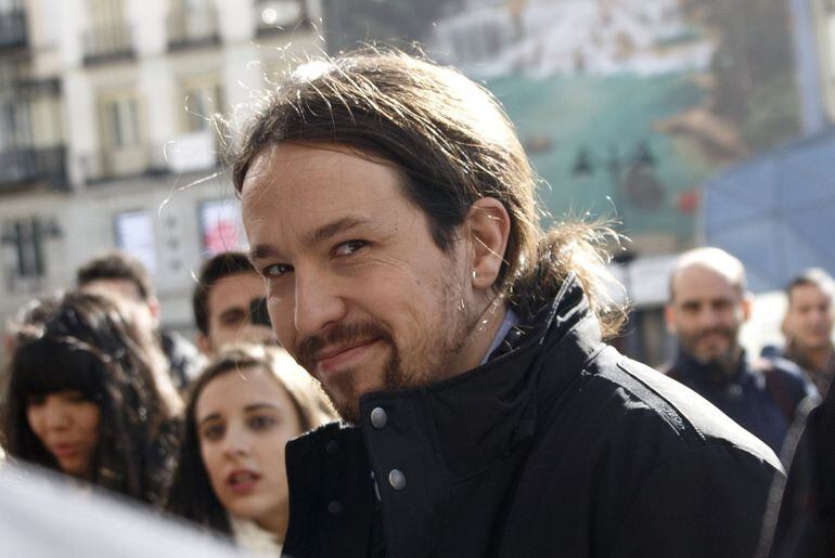 Pablo Iglesias en la Puerta del Sol de Madrid el 16 de enero de 2015.