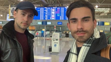 José Gómez y Alejandro Piñeiro en el aeropuerto de Amsterdam