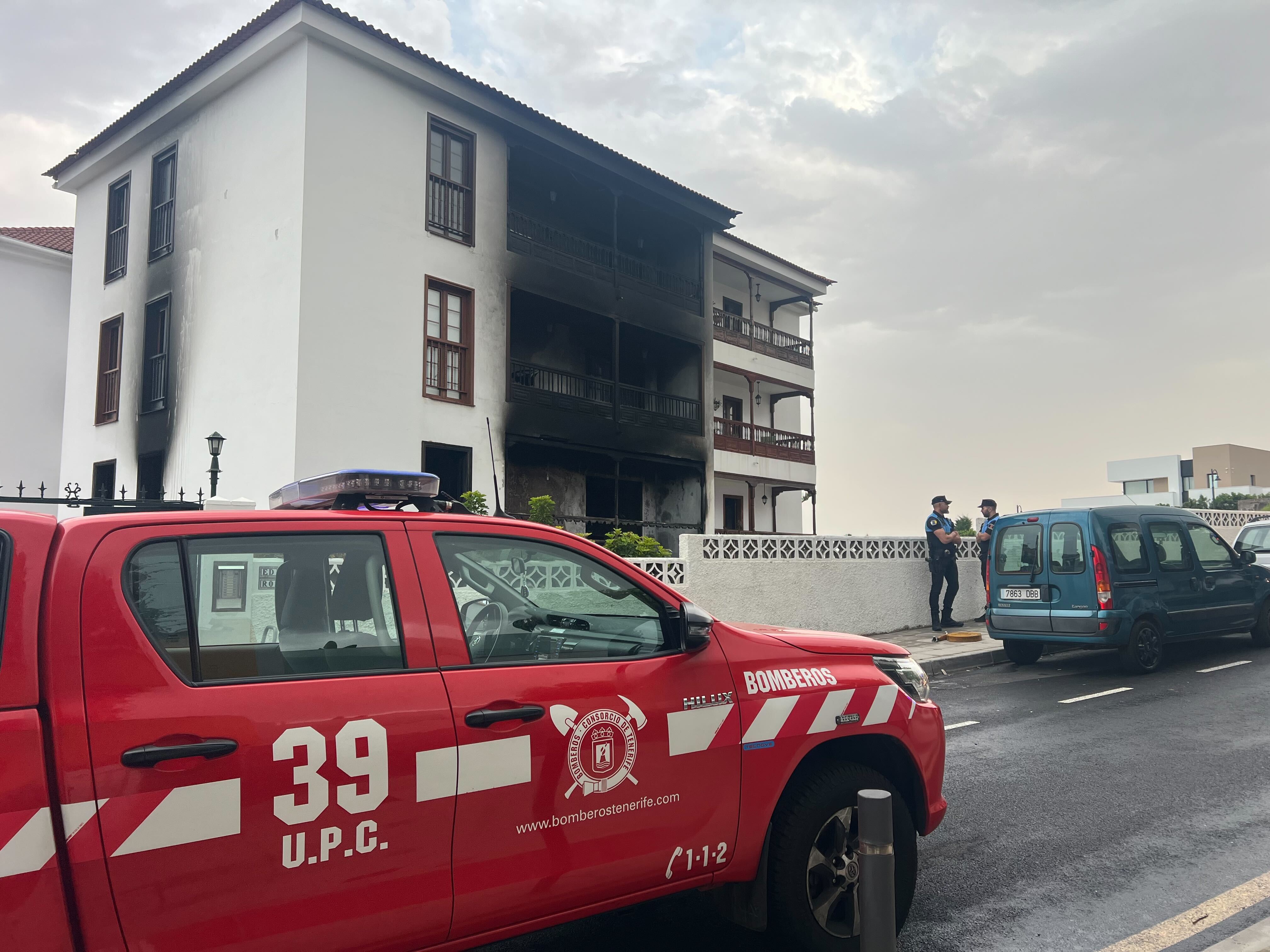 Estado del edificio en el que se produjo un incendio el pasado fin de semana en Los Realejos (Bomberos de Tenerife).
