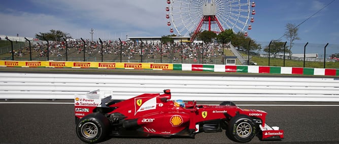 El español de Ferrari, durante la primera jornada de entrenamientos del GP de Japón.