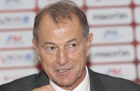 . Tirana (Albania), 01/10/2016.- Albanian National soccer team head coach, Italian Gianni De Biasi, attends a press conference in Tirana, Albania, 01 October 2016. De Biasi announced the Albanian squad for the upcoming FIFA World Cup 2018 qualifying socce