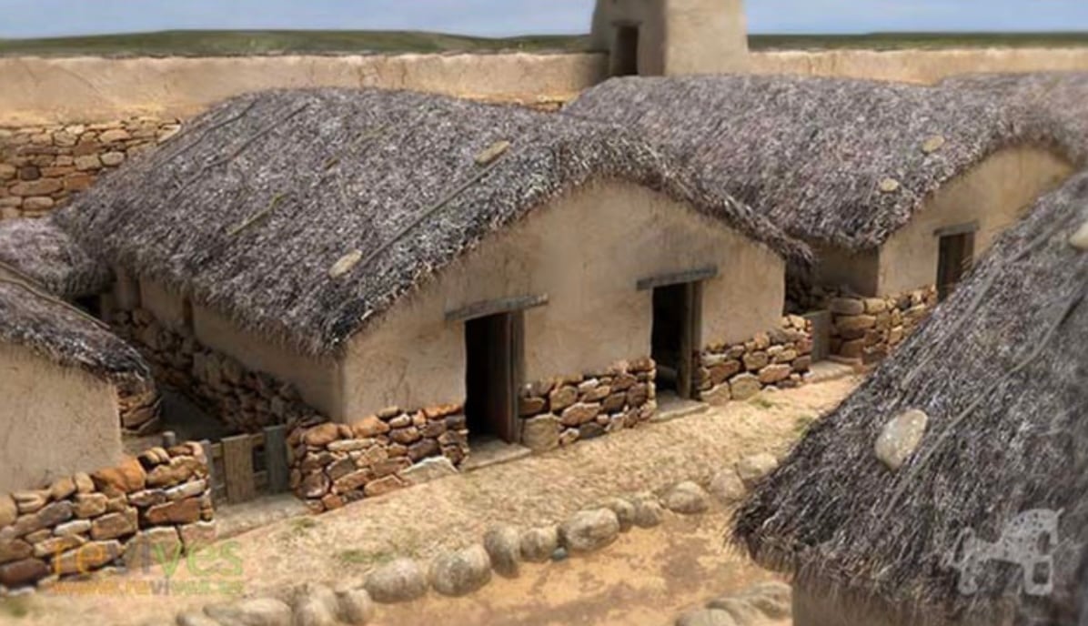 Reconstrucción 3D de casa celtibérica.