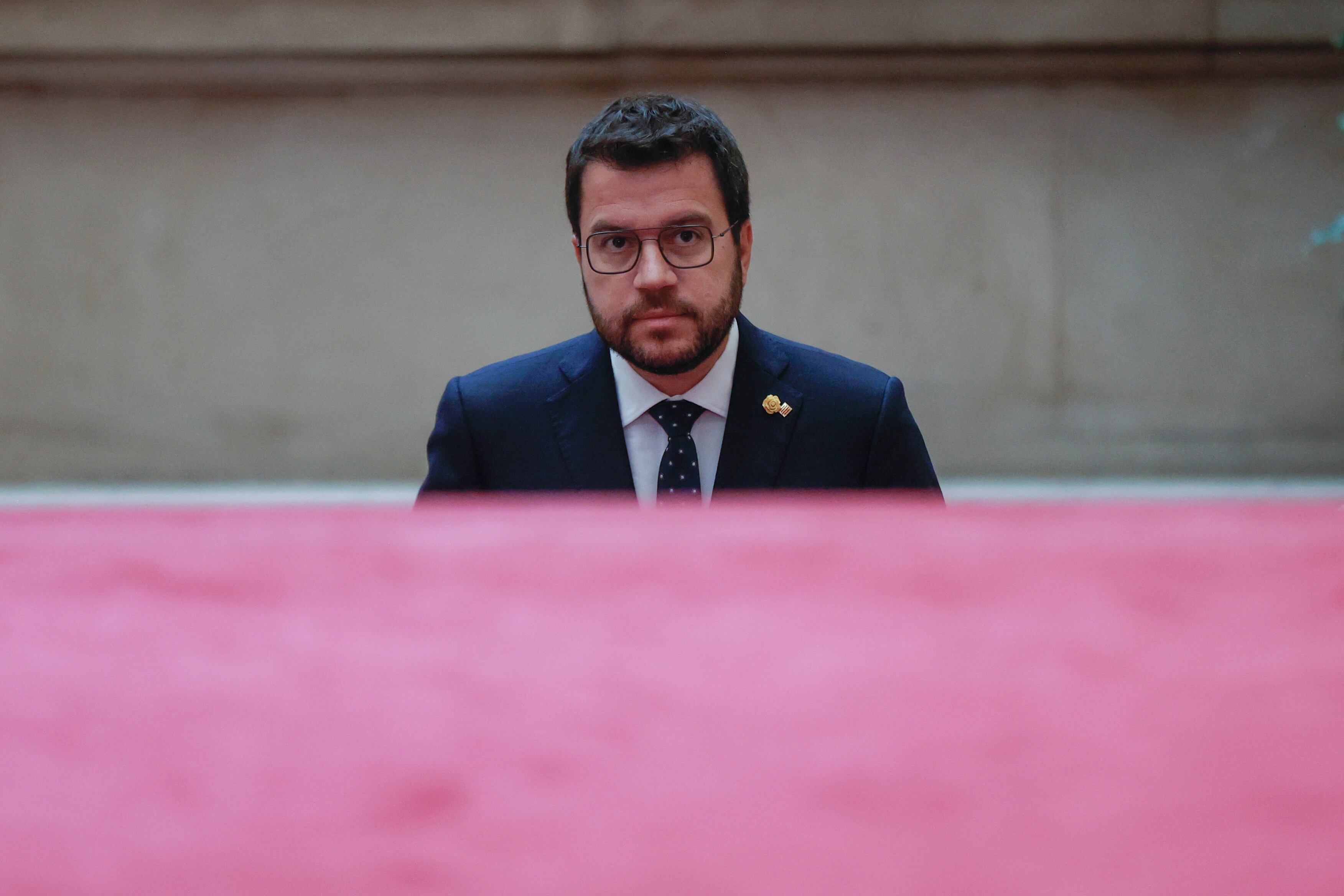 El presidente de la Generalitat, Pere Aragonès, a su llegada al Parlament