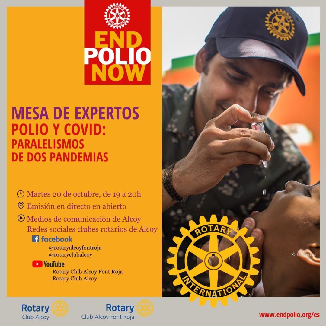 Rotary Club Alcoy y Rotary Club Alcoy Font Roja organizan la mesa de expertos Polio y COVID: paralelismos de dos pandemias