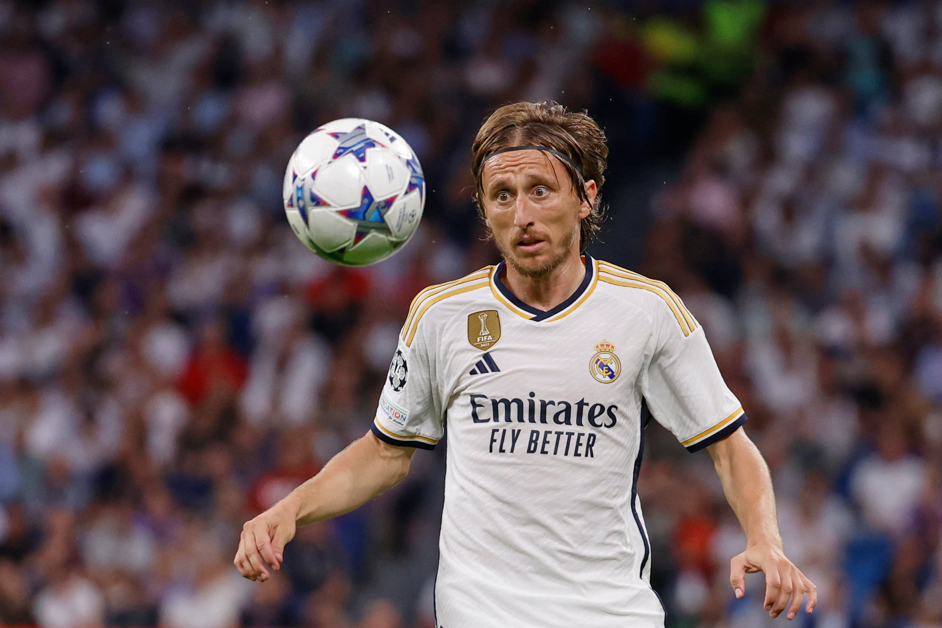 Luka Modric durante un partido del Real Madrid CF en la UEFA Champions League