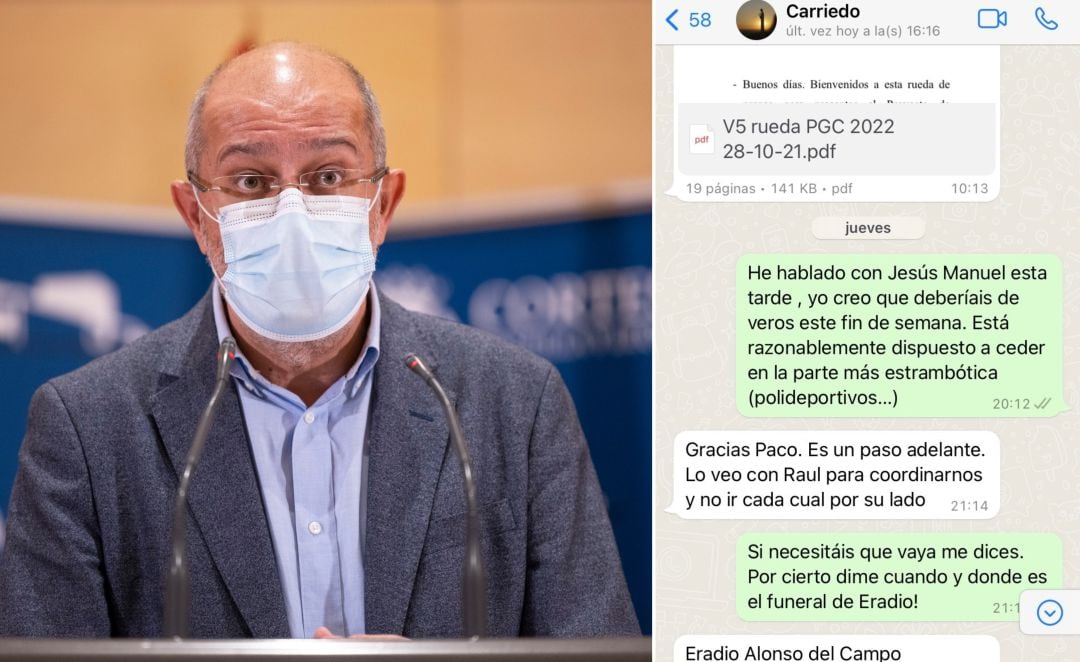 Francisco Igea ha compartido una captura de pantalla de su propio WhatsApp en Twitter.