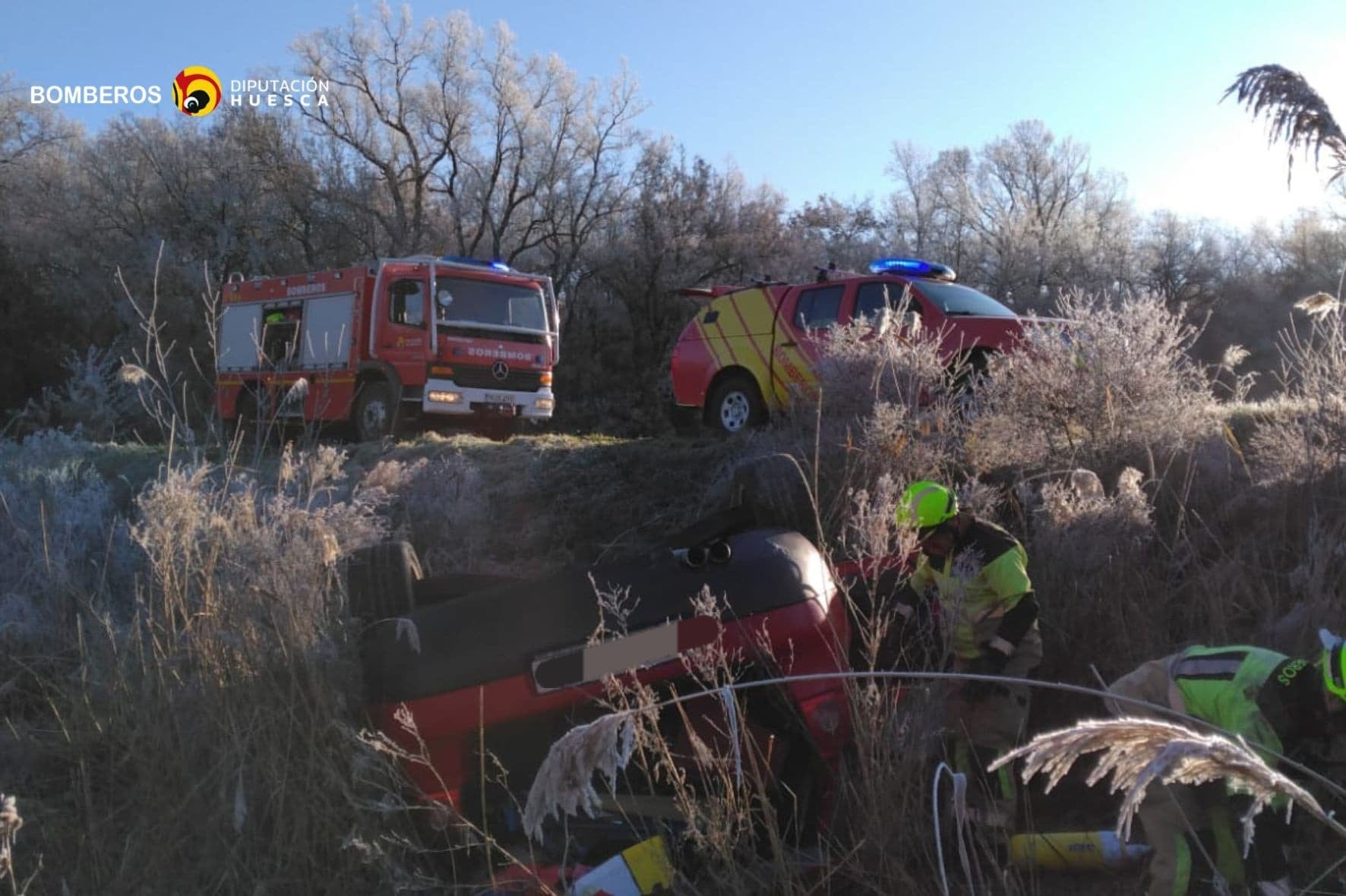 Accidente ocurrido entre La Puebla de Castro y Ubiergo. Foto: Bomberos SPEIS